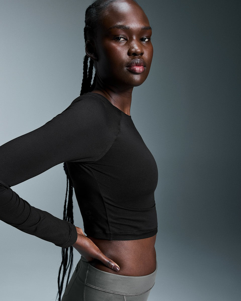Women's Studio Long-T Crop - Black