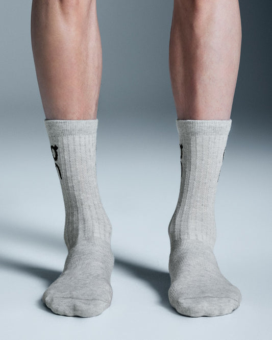 Logo Sock High 3P - Heather Gray